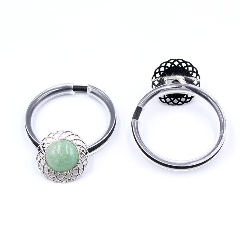 rock crystal jade  stone eternal flower hair rope hair ring