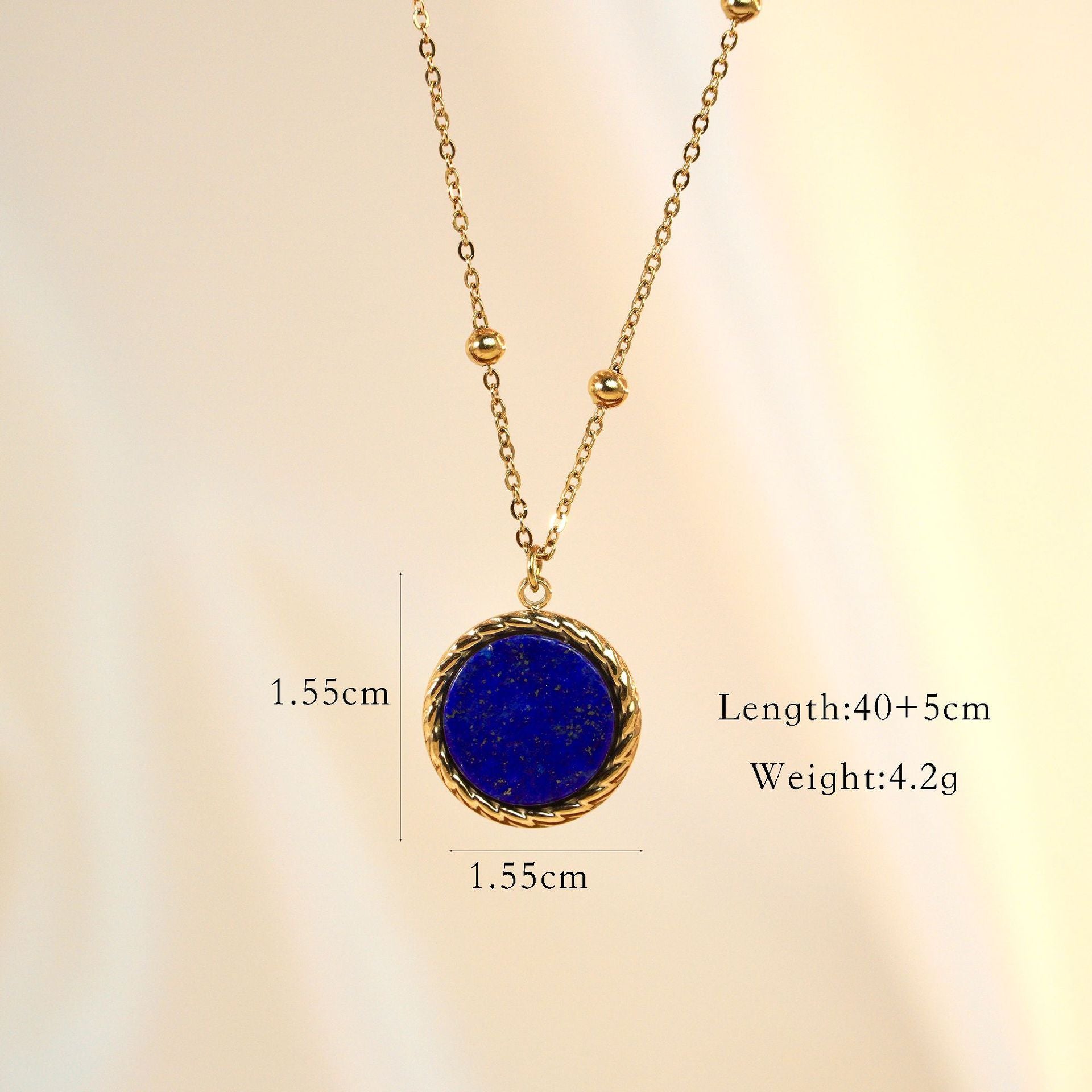 Lapis Lazuli Women's Natural Stone Pendant Jewelry Stainless Steel 14K Gold Eye Eight-Pointed Stars Necklace