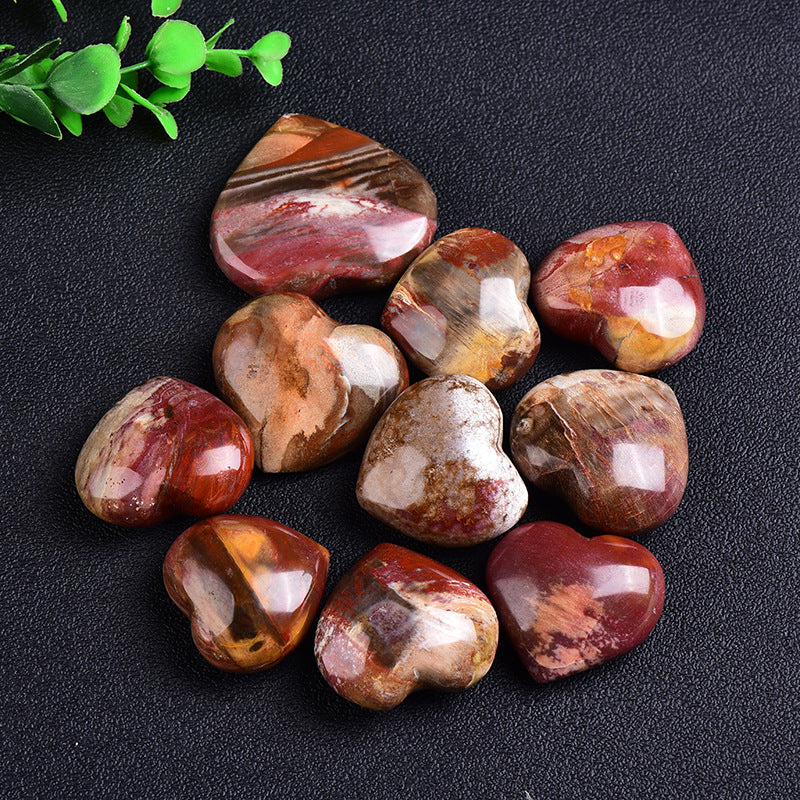 Natural  Petrified Wood Stone Heart