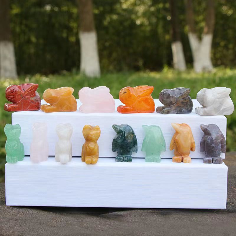 Natural crystal stone carved small animals