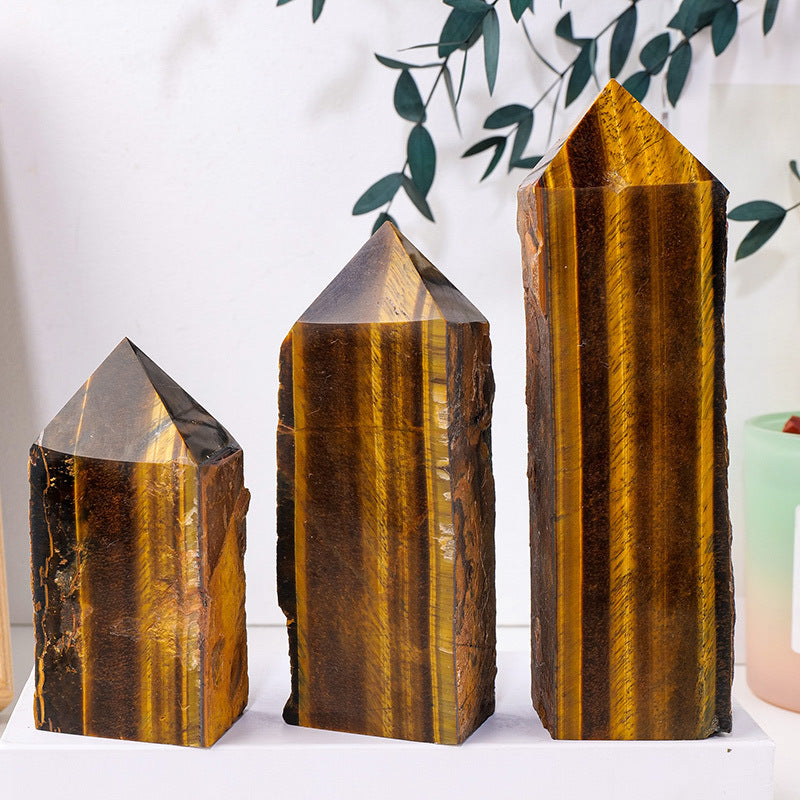 Natural tiger eye four-sided pillar crystal