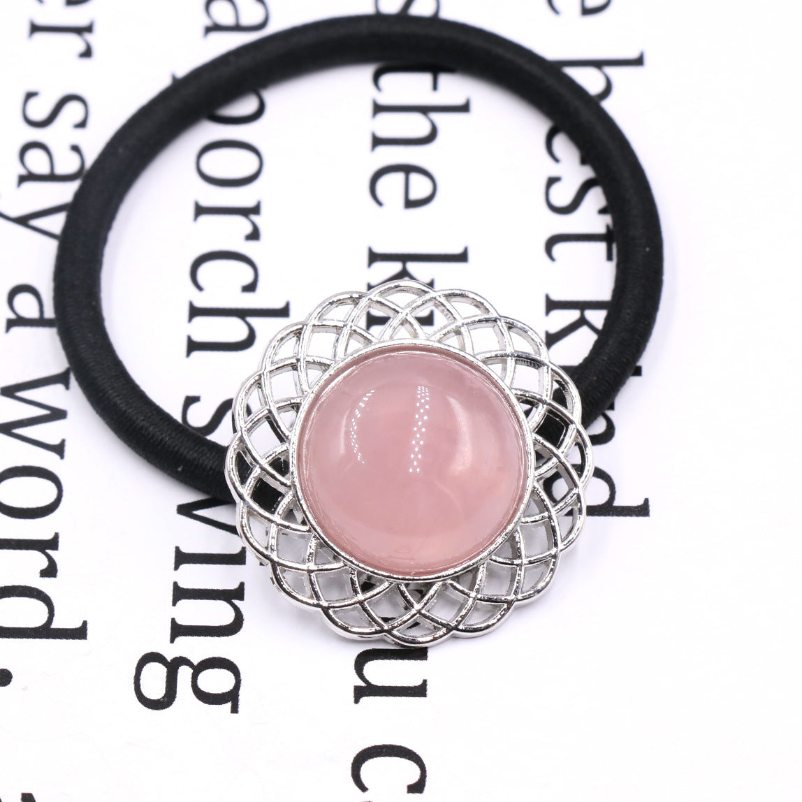 rock crystal jade  stone eternal flower hair rope hair ring