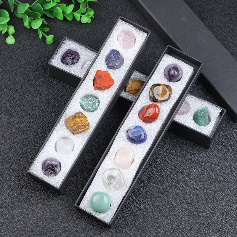 Natural Crystal Seven Charka Gem Gift Box Set