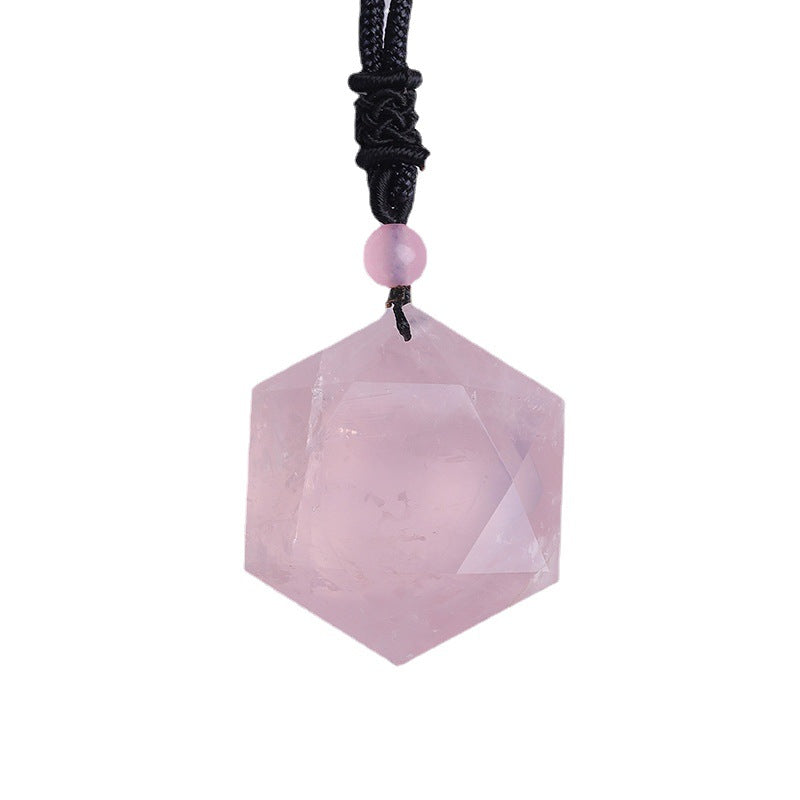 Natural Rose Quartz Six-Pointed Star Necklace