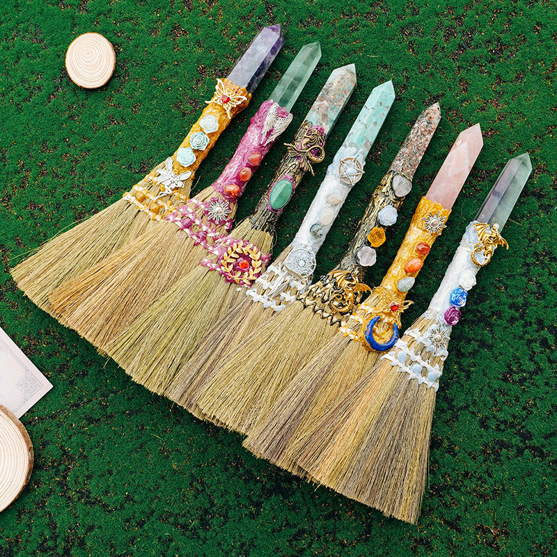 natural crystal hexagonal column broom