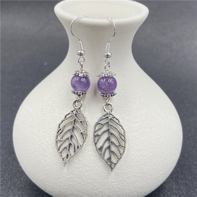 Crystal leaf earrings