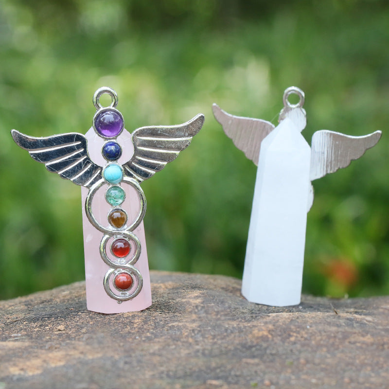 Natural stone angel hexagonal pillar crystal