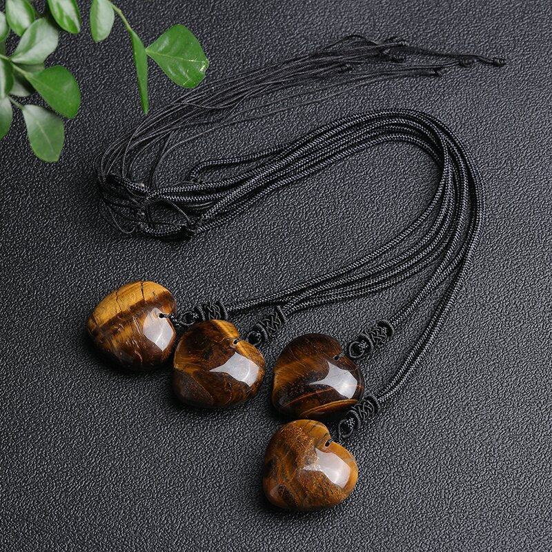 Natural Yellow Tiger's Eye Heart Necklace