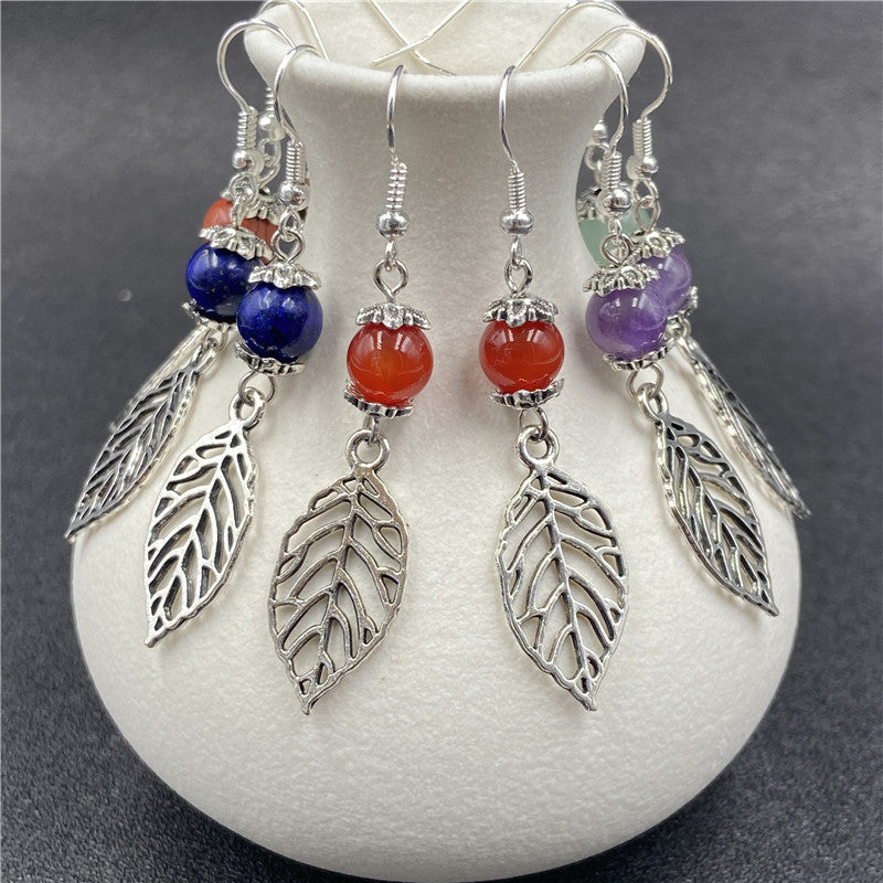 Crystal leaf earrings