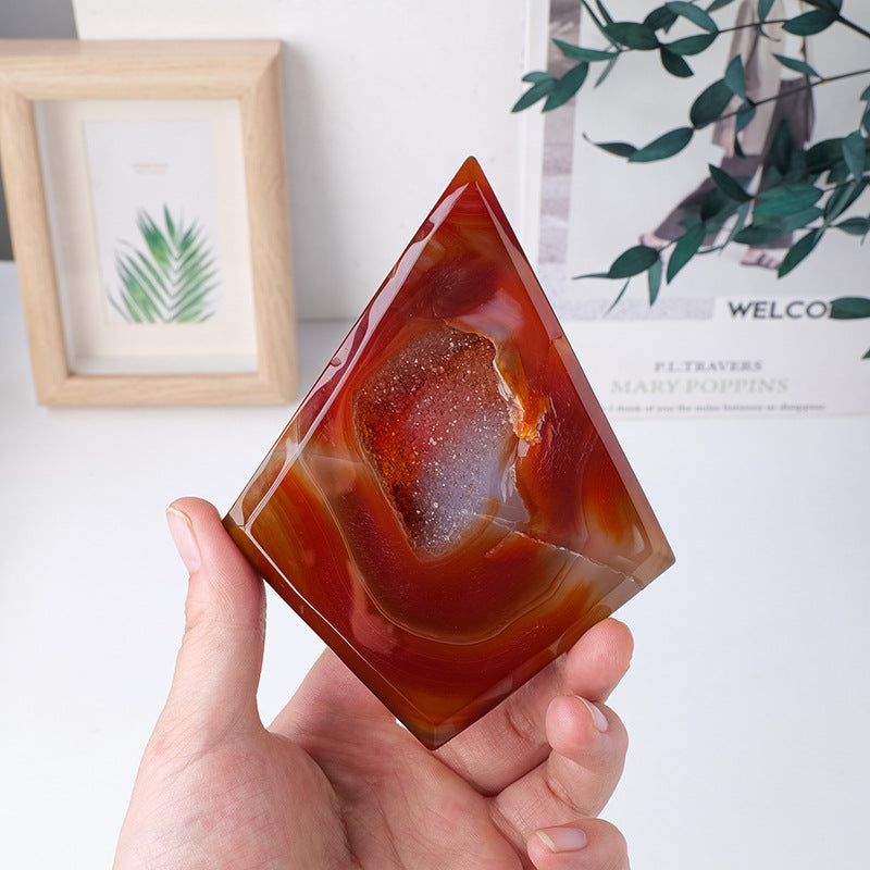 Red agate geode diamond-shaped