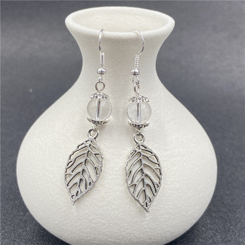 Crystal leaf earrings