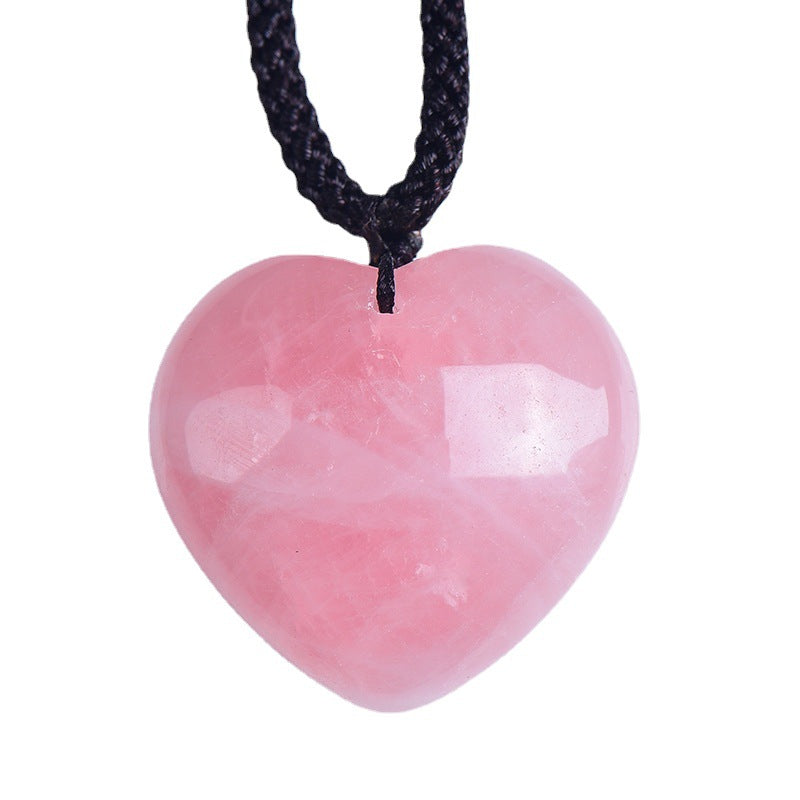 Natural Rose Quartz Heart Necklace