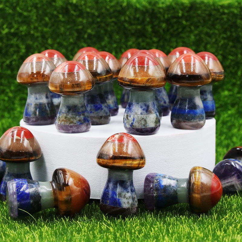 seven chakra  crystal stone large mushroom-shaped jade