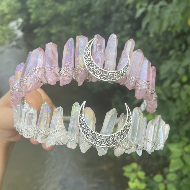 Crystal electroplated DIY moon crown mermaid