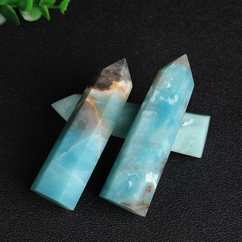 Natural Blue Amazon jasper tower