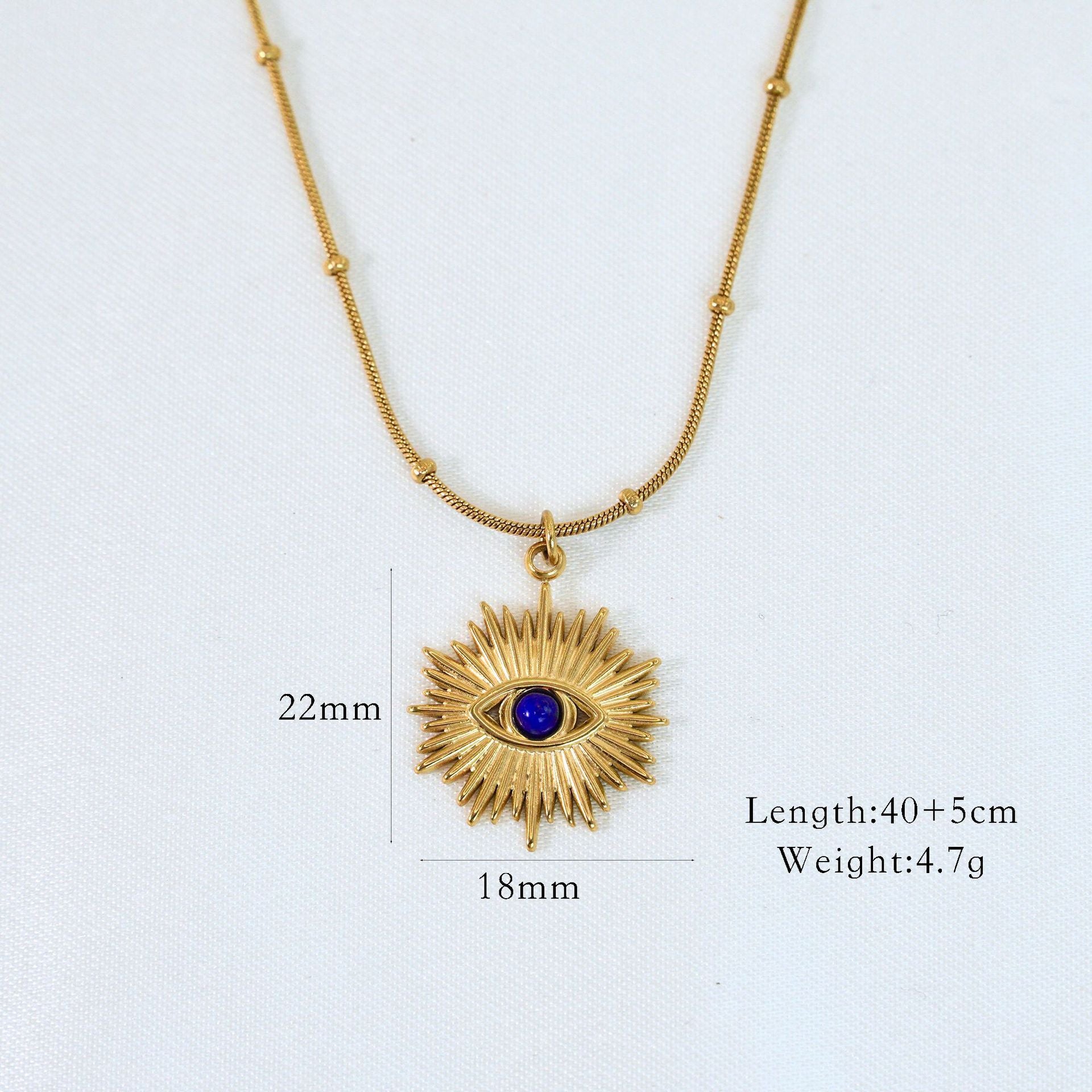 Lapis Lazuli Women's Natural Stone Pendant Jewelry Stainless Steel 14K Gold Eye Eight-Pointed Stars Necklace