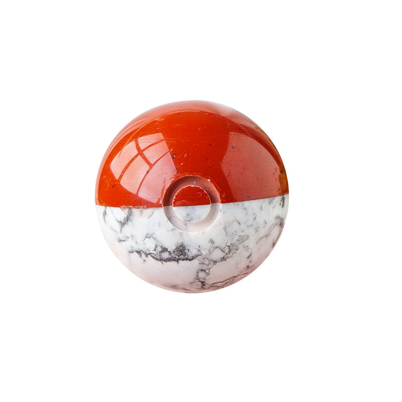 Natural Howlite & red jasper Crystal Pokémon ball/sphere