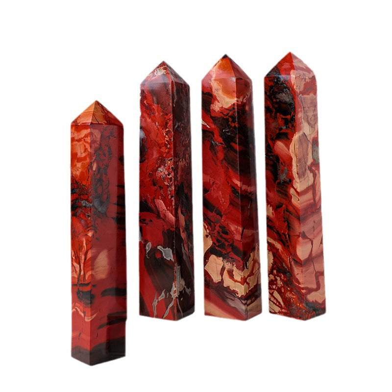 Natural ruby single-pointed four-sided pillar