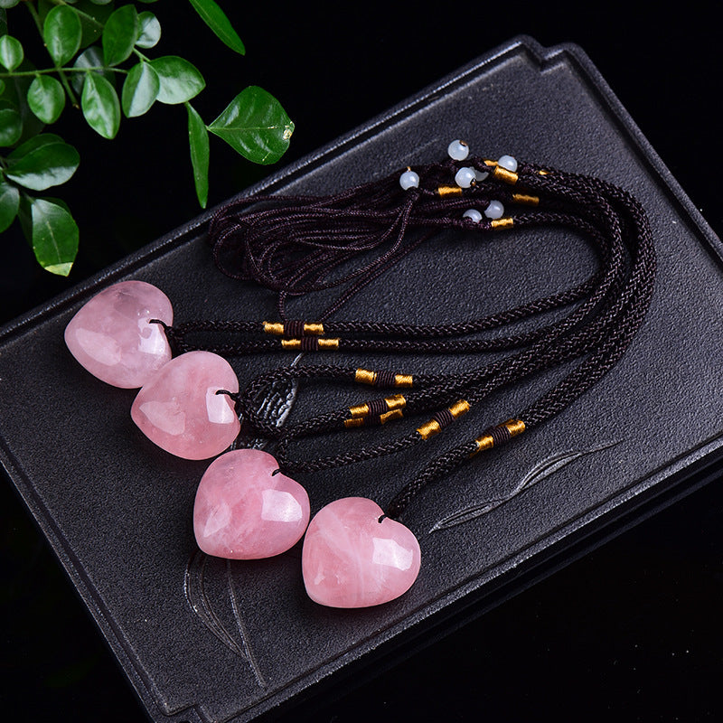 Natural Rose Quartz Heart Necklace