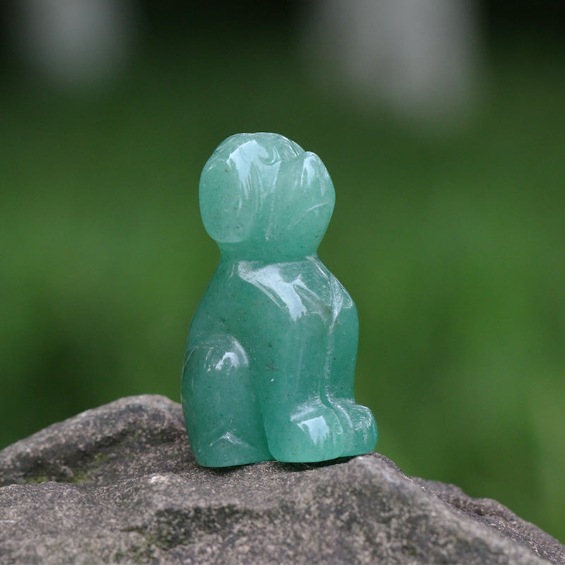 Natural stone jade puppy animal green aventurine