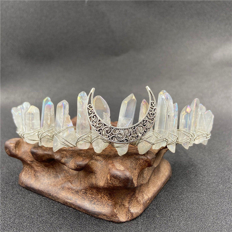 Crystal electroplated DIY moon crown mermaid