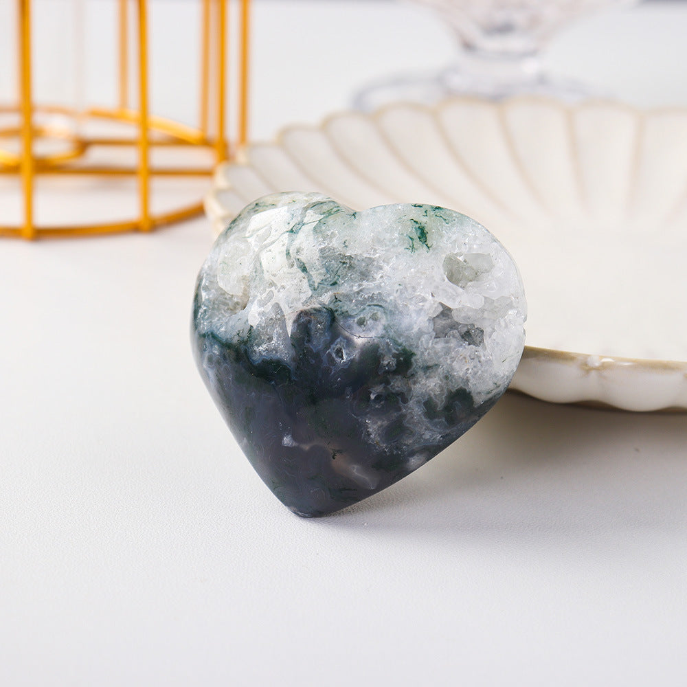 Natural Moss Agate Heart