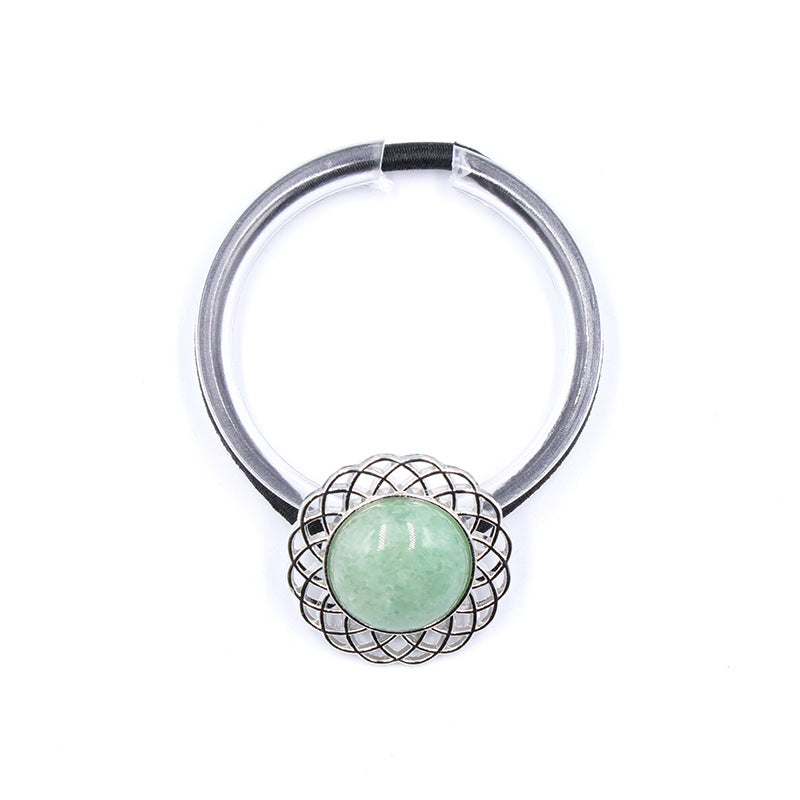 rock crystal jade  stone eternal flower hair rope hair ring