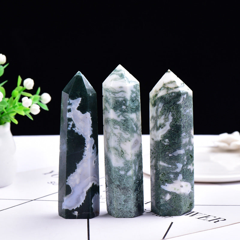 Natural Moss Agate Tower