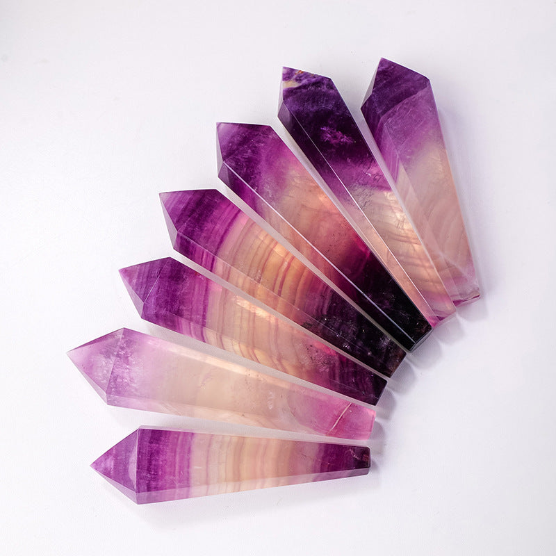 Rock crystal purple fluorite hexagonal prism