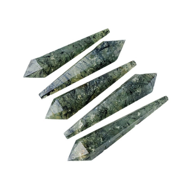 Natural crystal prehnite single-pointed hexagonal prism