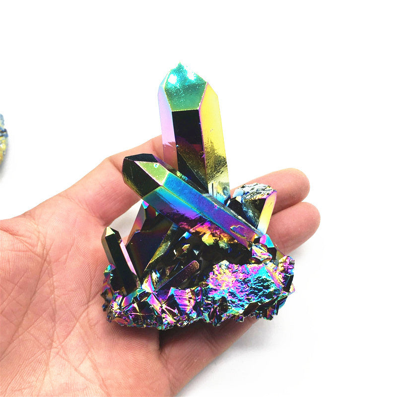 Natural Crystal Aura Seven Rainbow Colorful Crystal Cluster