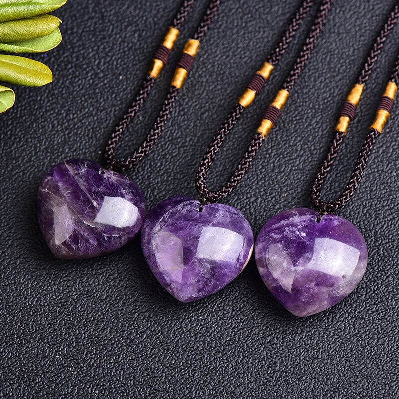 Natural Amethyst Heart Necklace