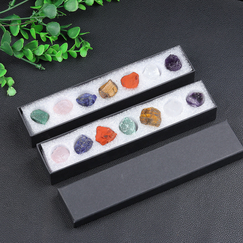 Natural Crystal Seven Charka Gem Gift Box Set