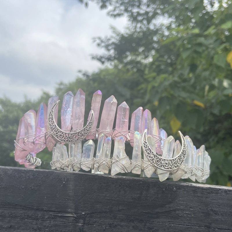 Crystal electroplated DIY moon crown mermaid