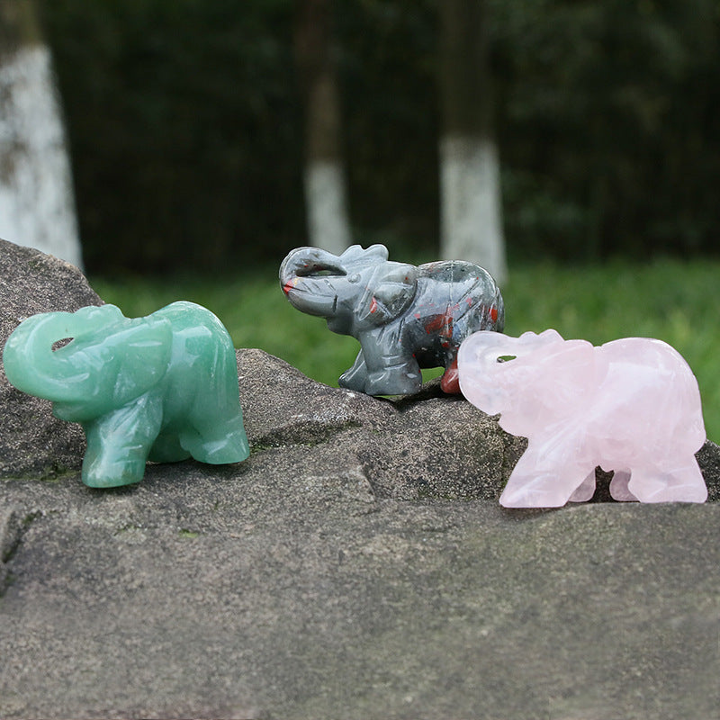 Natural crystal elephants