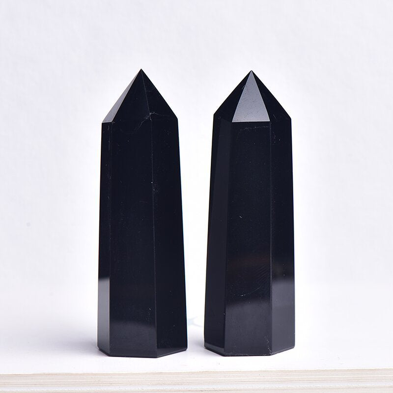 Natural Black Obsidian Tower