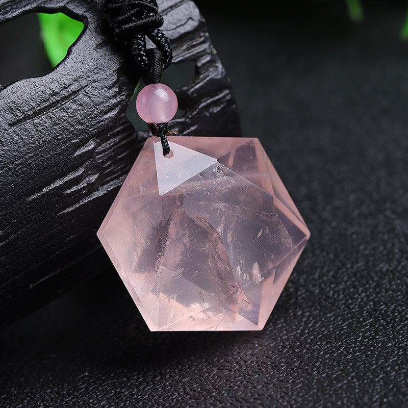 Natural Rose Quartz Six-Pointed Star Necklace