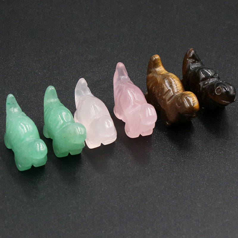 Natural crystal carving of small dinosaurs