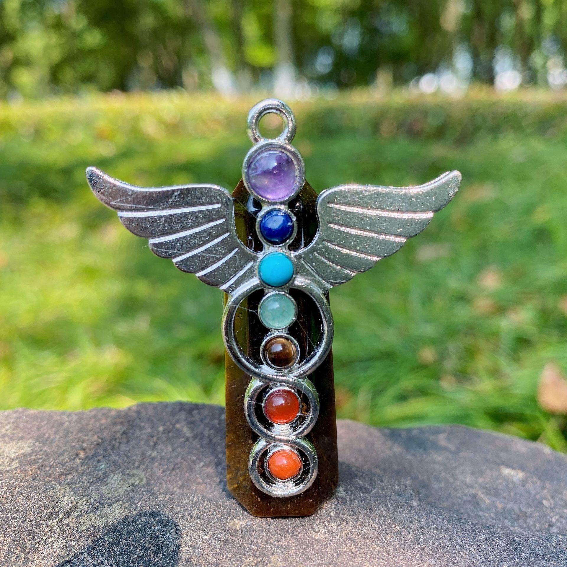 Natural stone angel hexagonal pillar crystal