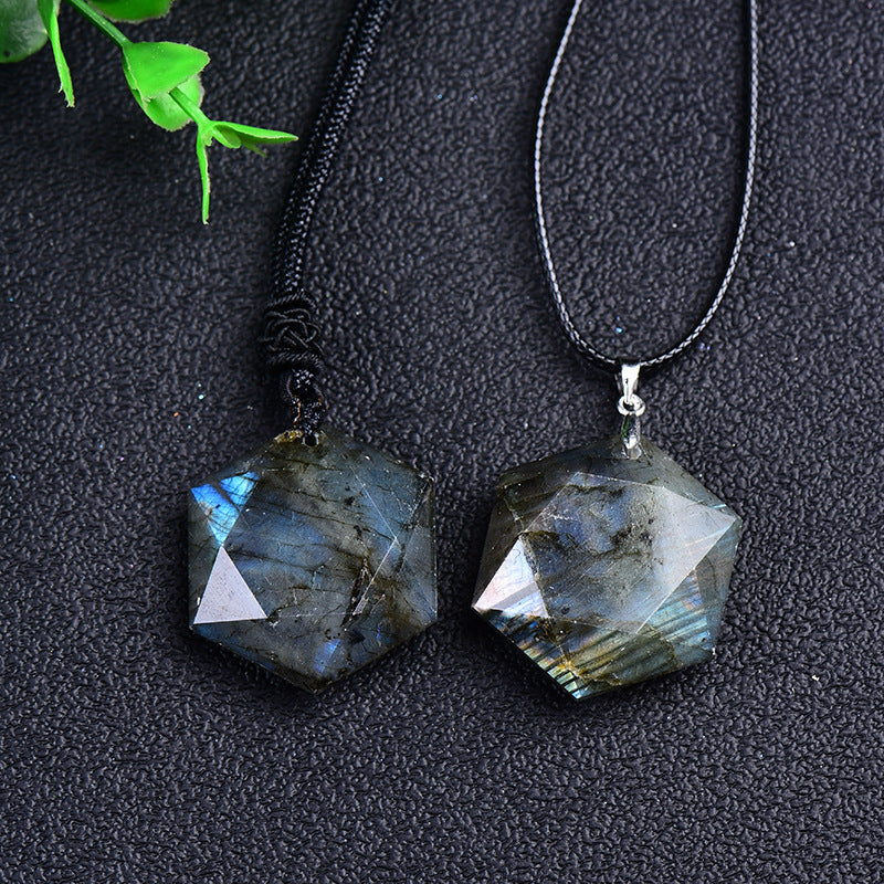 Natural Labradorite Six-Pointed Star Necklace