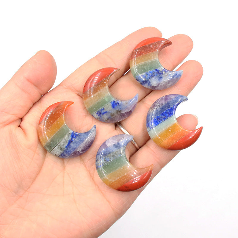 Natural crystal seven chakra stone moon