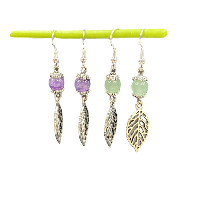 Crystal leaf earrings