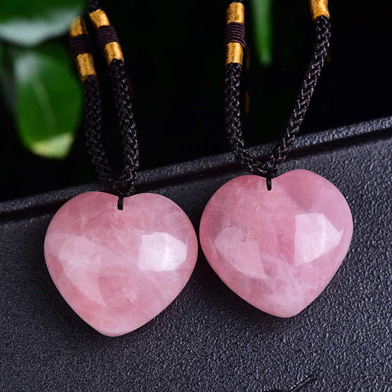 Natural Rose Quartz Heart Necklace