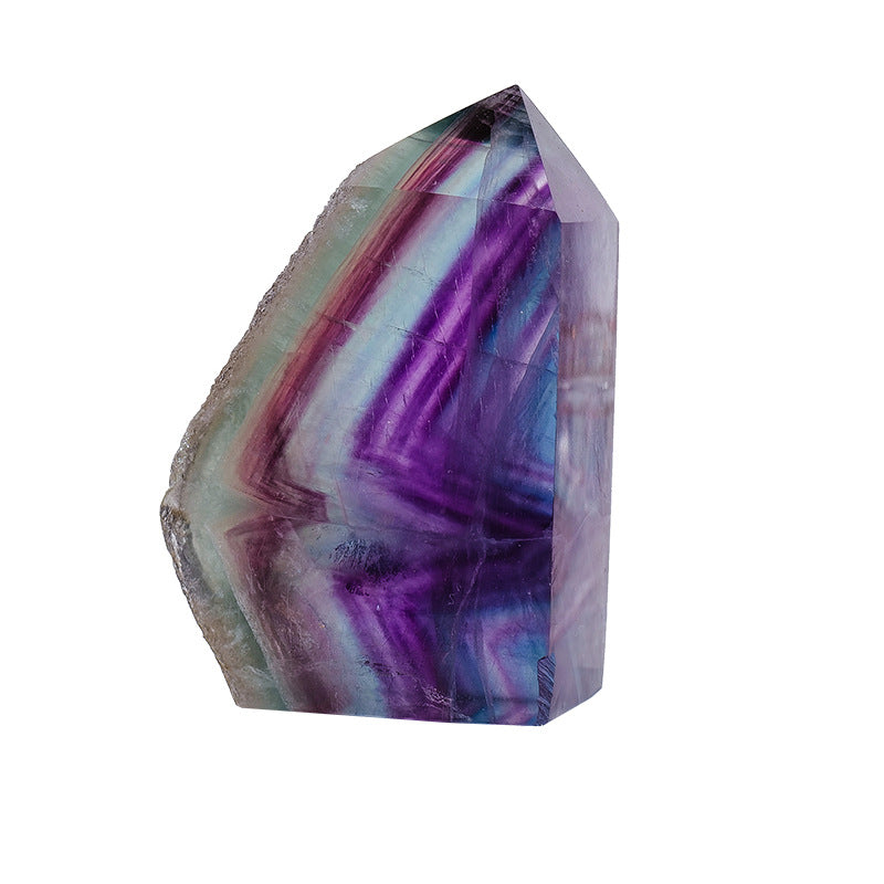 Purple green blue rainbow fluorite crystal tower pillar