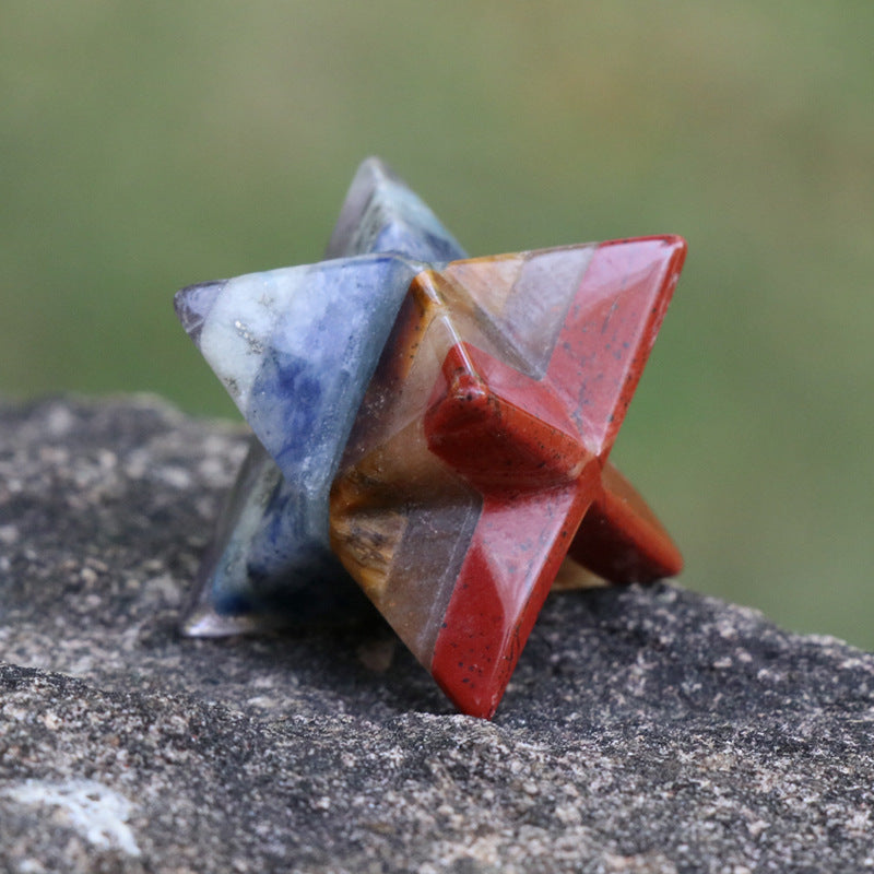 seven chakra stone splicing Mercaba satellite six-pointed star