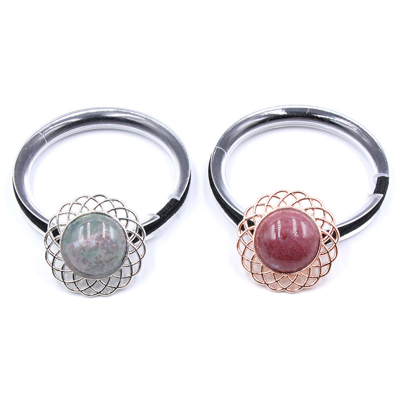 rock crystal jade  stone eternal flower hair rope hair ring