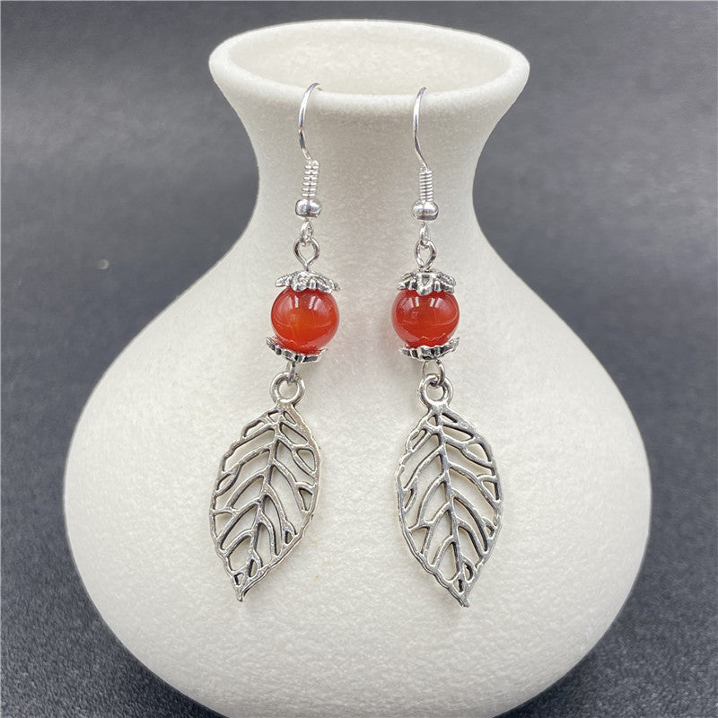 Crystal leaf earrings