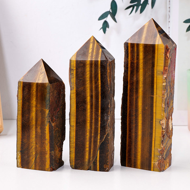 Natural tiger eye four-sided pillar crystal