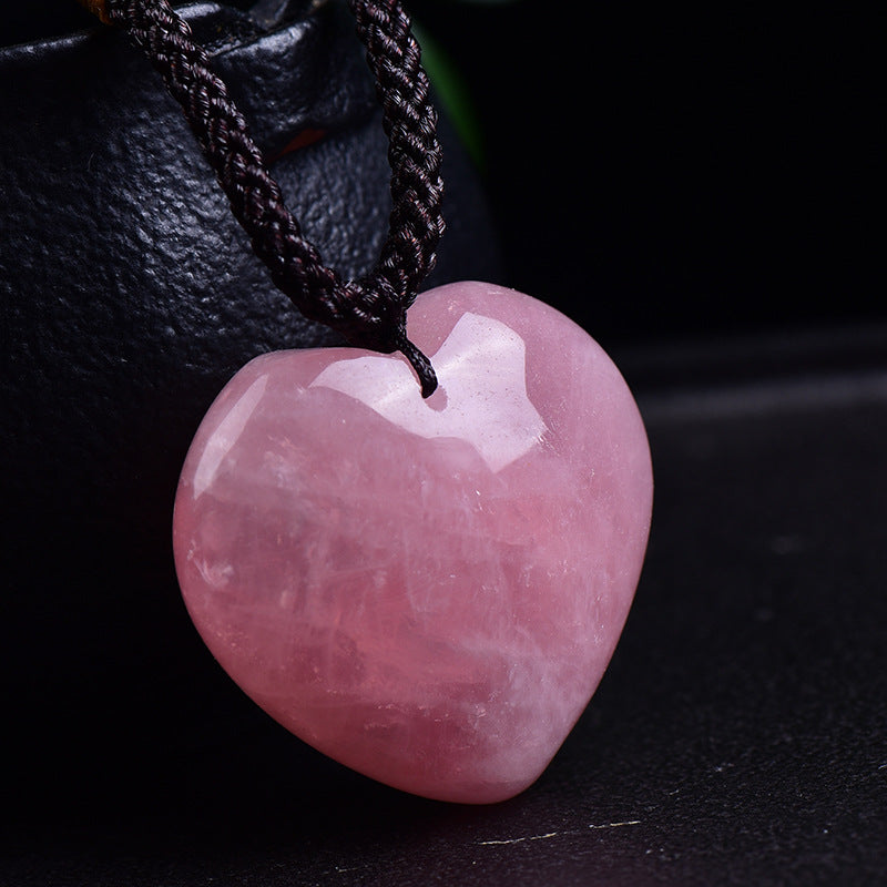 Natural Rose Quartz Heart Necklace