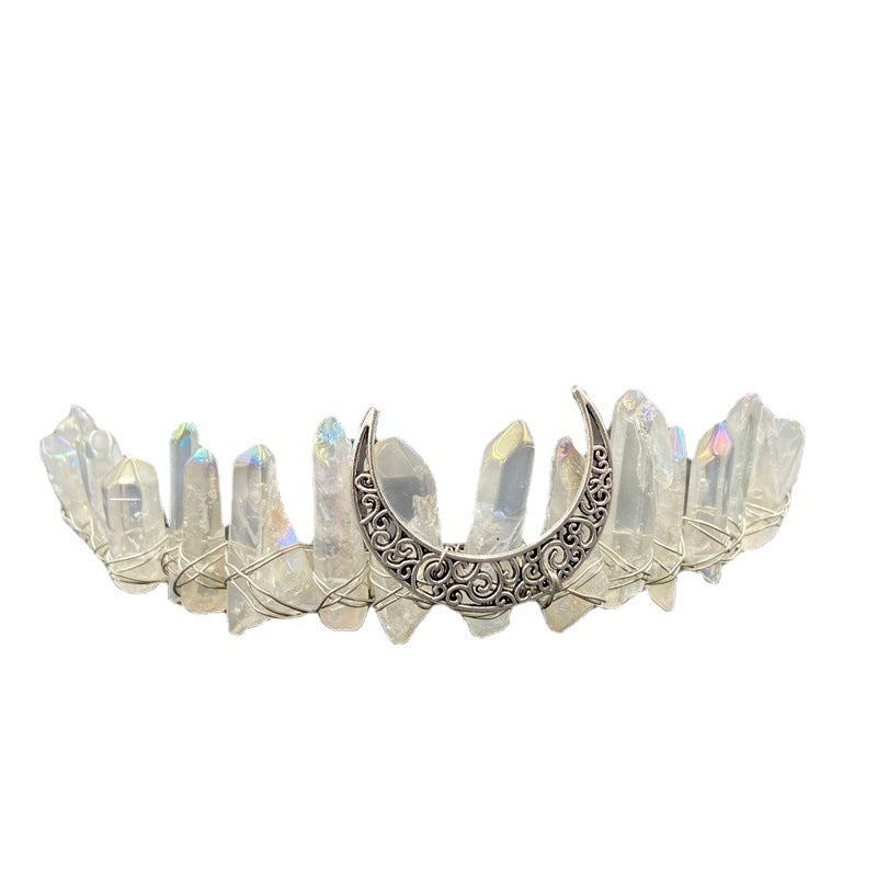 Crystal electroplated DIY moon crown mermaid